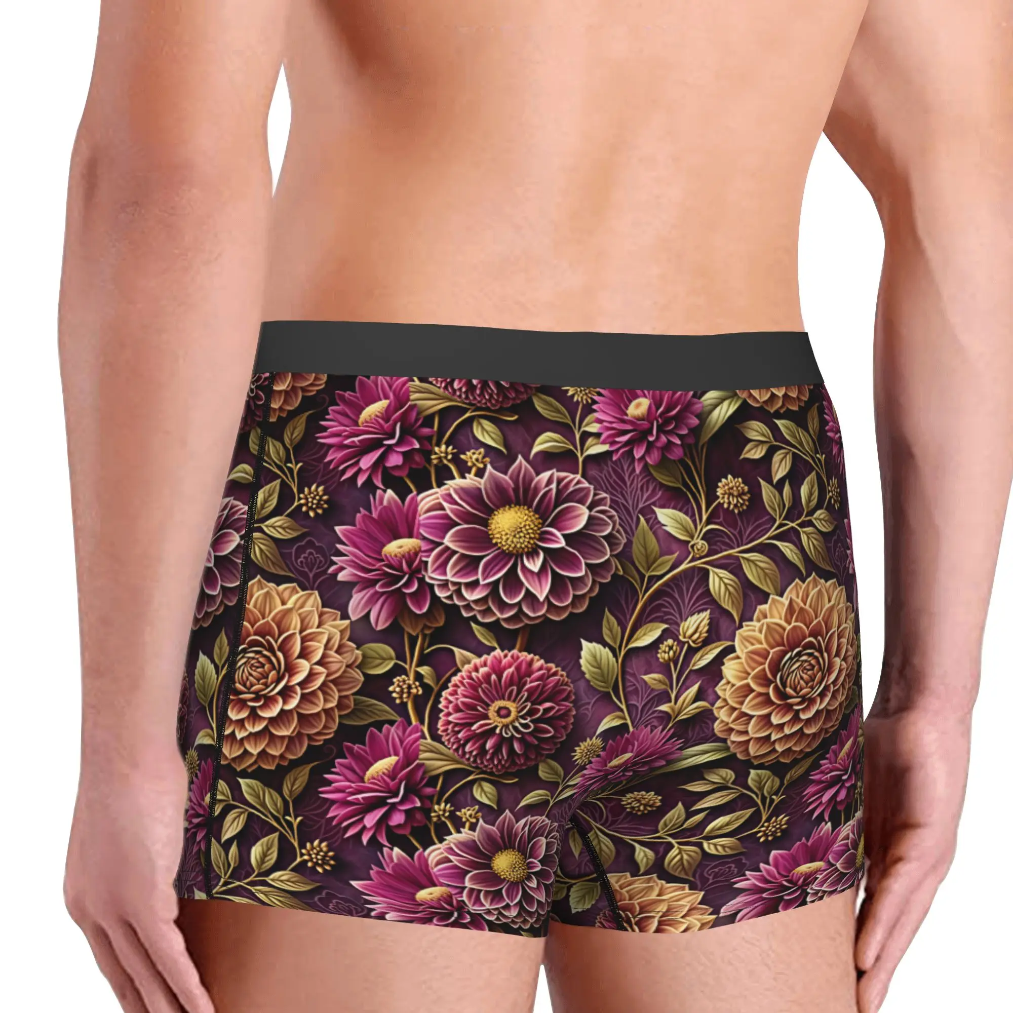 Fashion Trend 3D Flowers Boxer Shorts For Men 3D Printed Luxury High 3D Floral Underwear Panties Briefs Breathable Underpants