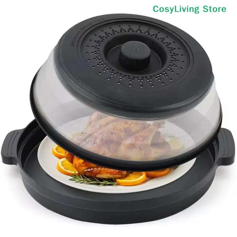 [CL]Multifunction Foldable Microwave Food Splatter Cover Splash Collapsible Guard Kitchen Gadget Colander For Meal Steaming Tray