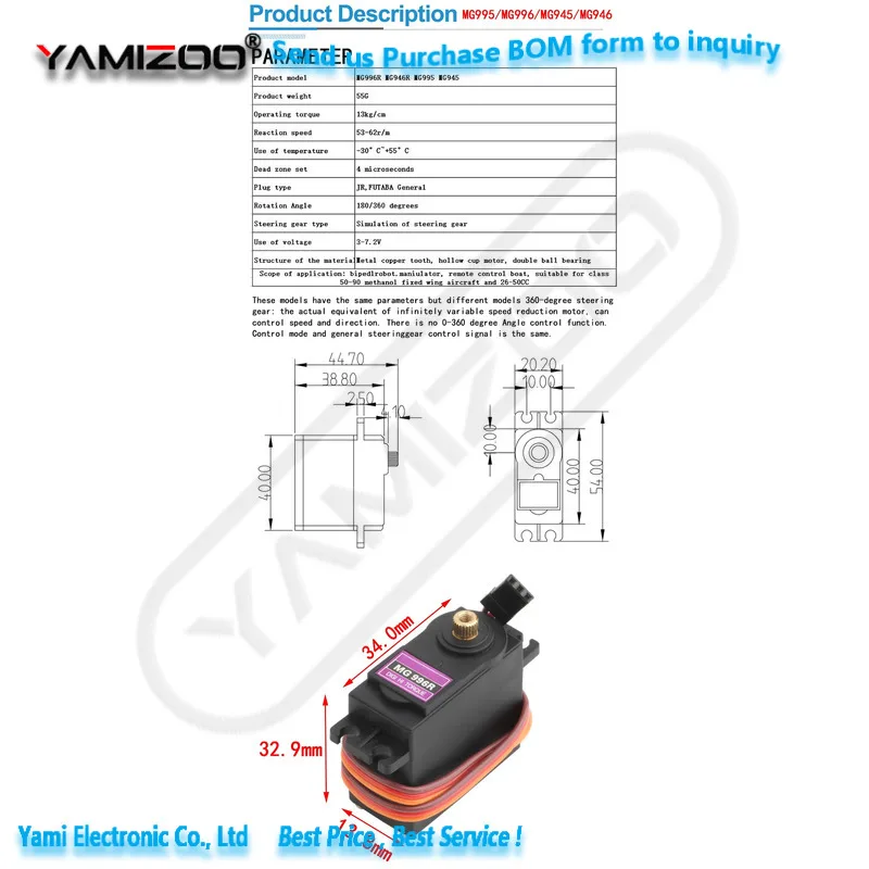 SG90 SG02R MG90S MG995 Servo mit Kunststoffgetriebe für Modellhubschrauber, Boote, Arduino UN DIY Mechanische Arme MG946R MG945R MG996 – Detail 5