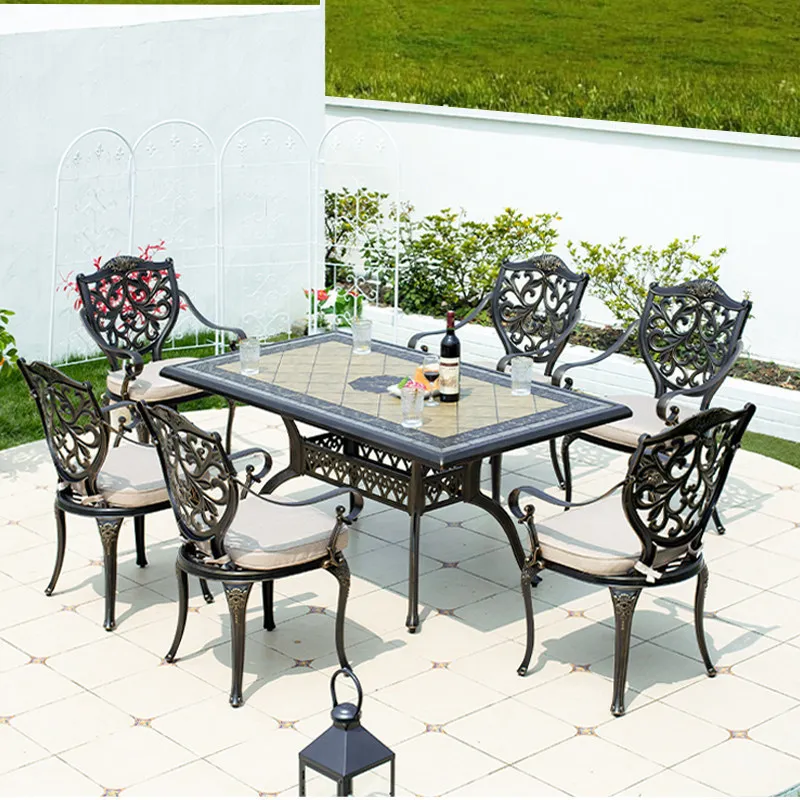 Barbecue table and chairs, villa outdoor courtyard, balcony leisure table and chair combination