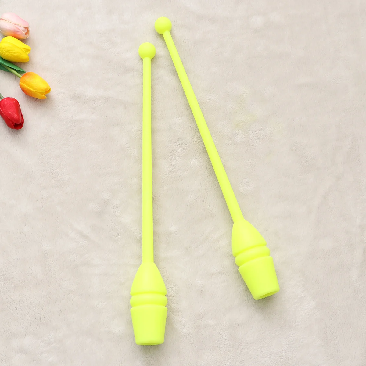 

1Pair Artistic Gymnastics Stick Rhythmic Dance Rod Thermoplastic Rubber Head Safe for Birthday Christmas