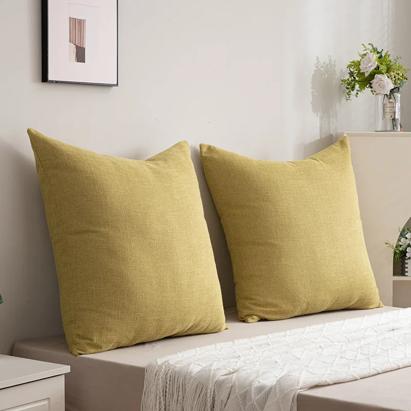 50x70/60x80 Large Size Throw Pillow Cover Flax Solid Stamping Waist Cushion Cover Living Room Decor Home Decorative Pillowcase