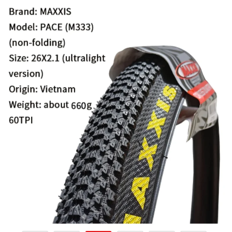 MAXXIS PACE WIRE BEAD BICYCLE TIRE MOUNTAIN BIKE 26 27.5 29 1.95 2.10