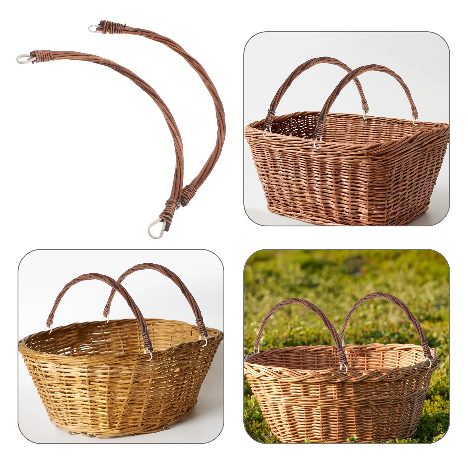 

2pcs Rattan Replacement Wicker Picnic Grips Comfortable Easy Installation Universal For Willow Fruit Basket Crafting