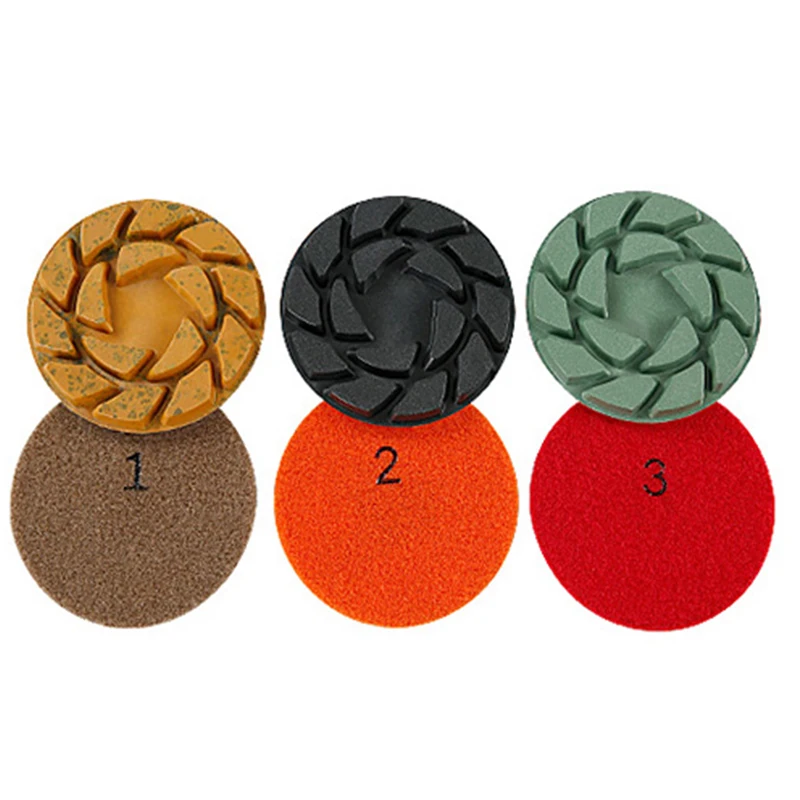 

3Step 100mm Wet Polishing Pads Marble Terrazzo Floor Grinding Machine Stone Renovation