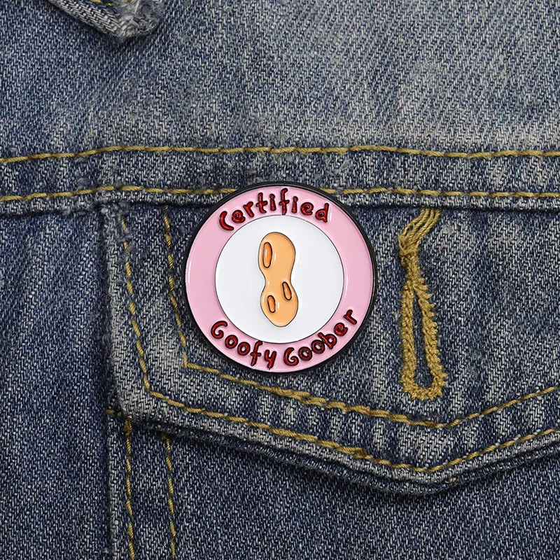 Funny Peanut Enamel Pin Cartoon Circle Brooch Lapel Badge for Backpack Fashionable men women Clothing Jewelry Gift