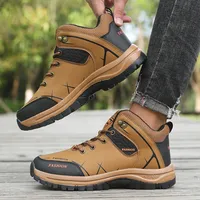 Men's Hiking Boots, Lightweight and Comfortable, Leather Ankle, Outdoor Anti Slip, Lightweight and Low Cut Walking Shoes 2025
