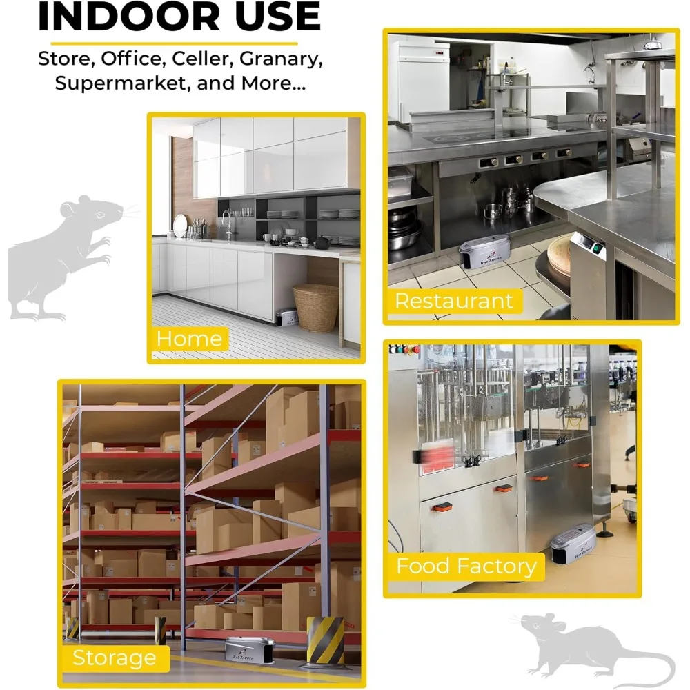 Rat - Trampas para ratones eléctricas para interiores para el hogar - Asesino de ratas seguro y eficaz - Trampa para ratones electrónica reutilizable