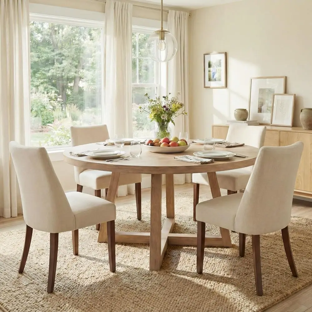 

Dining Chairs Set of 4, holstered Farmhouse Fabric Dining Room Chair, Mid Century Kitchen Chair for Restaurant amp Cafe, Beig