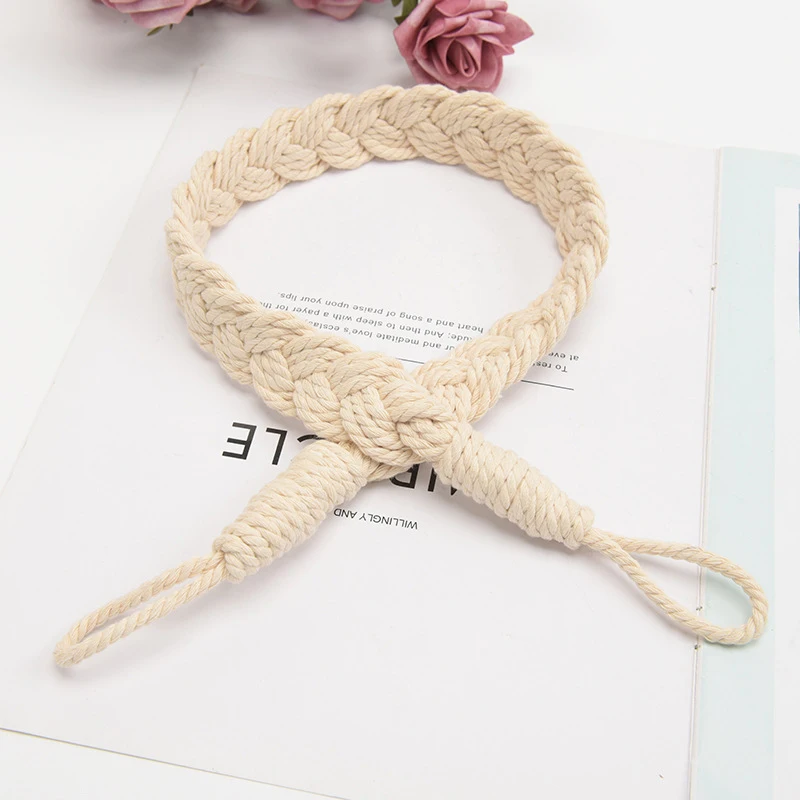 2pcs Twisted Cotton Rope Ties Hand Knitted Bohemian Cotton Rope Twist Braid Ties Curtain Buckle Textile Curtain Decoration