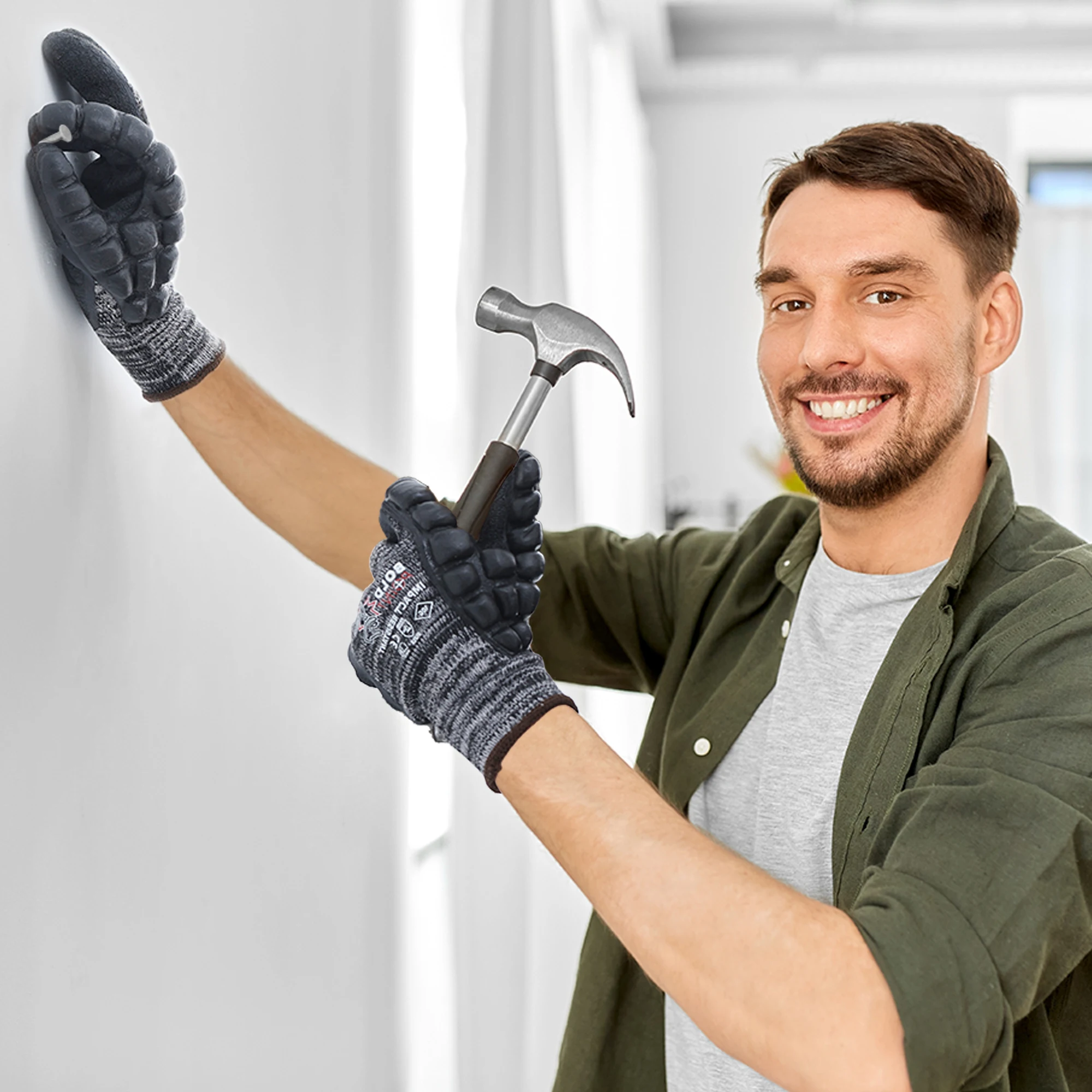 1 Paar Anti-Schlag-Hammer handschuhe für Heimwerker, Heimwerker, Holz bearbeitung, Bau, Metall arbeiten, geeignet für Männer und Frauen