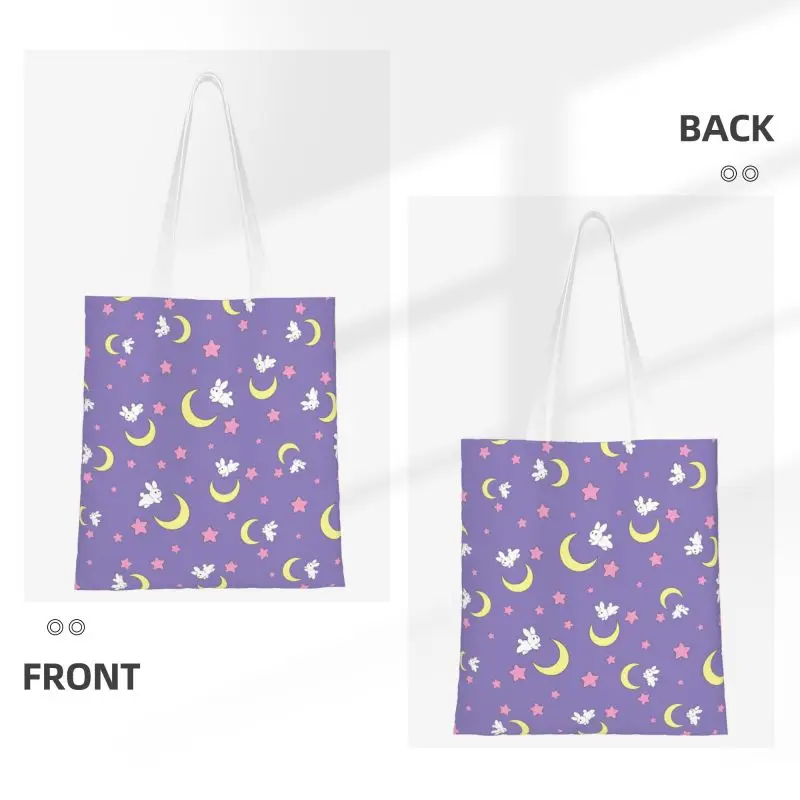 Personalizzato stampato Usagi Tsukino Moon Shopping Tote Bags riutilizzabile tela spalla Shopper Anime giapponese Sailor Manga Handbag