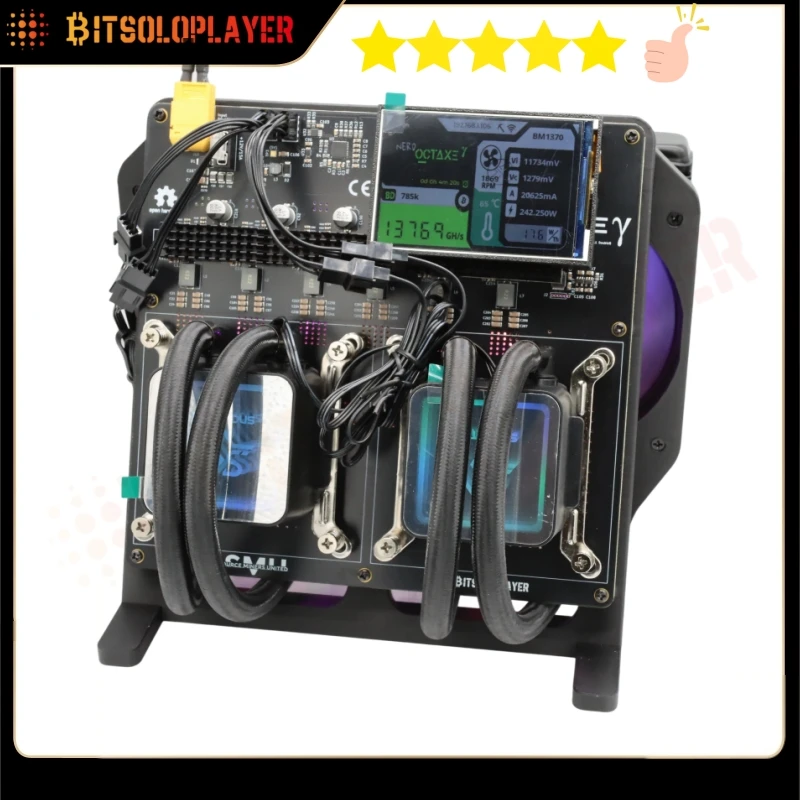 NerdOctaxe Rev3.1 Hydro 13,8 Th/s 230W Bitcoin Solo Miners Bitcoin Home High Efficiency Miner mit Mean Well Netzteil