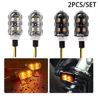 2Pcs Mini Motorcycle LED Turn Signal Lights Amber Flashing Light Blinker Turn Signal Lamp 12V Moto Indicator Lamp Accessories