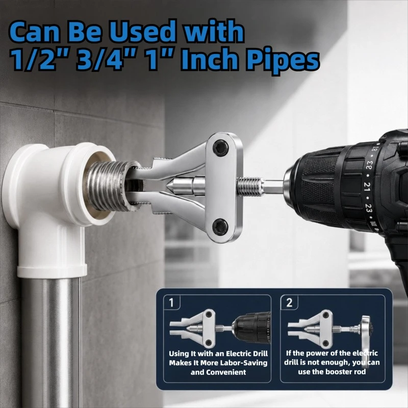 Universal Broken Pipe Extractor Faucet Valve Stuck Insert Remover Hex Shank Drill Powered Plumbing Repair Tool Heavy Duty Kit