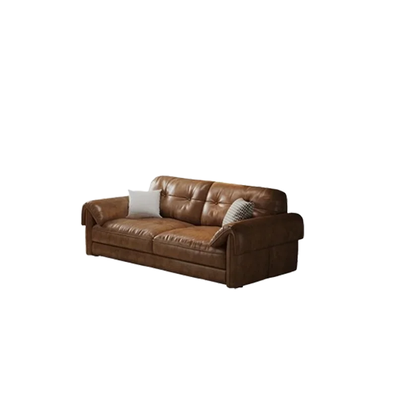 Minimalist Brown Sleep Sofa Faux Leather Designer Loveseat Lazy Sofa Couch Cloud Divano Da Soggiorno Living Room Furniture