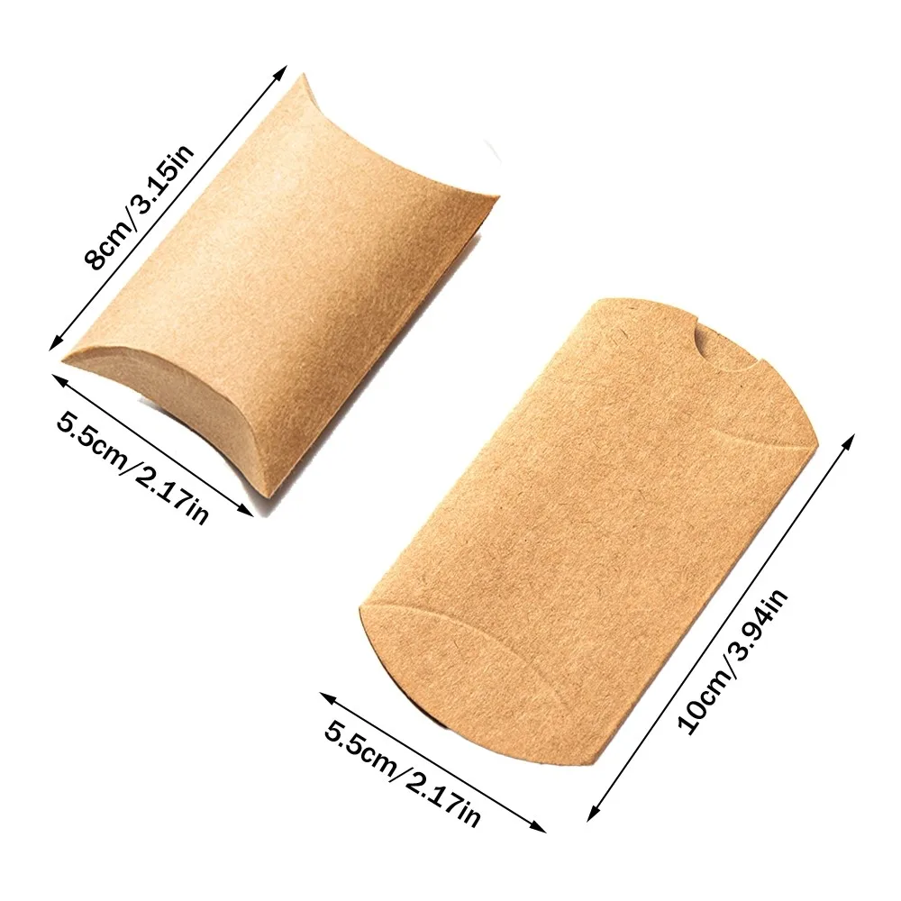 50Pcs/Lot Pillow Candy Box Hemp Rope Kraft Paper Gift Packaging Paper Box Candy Bag For Christmas Wedding Party Decoration