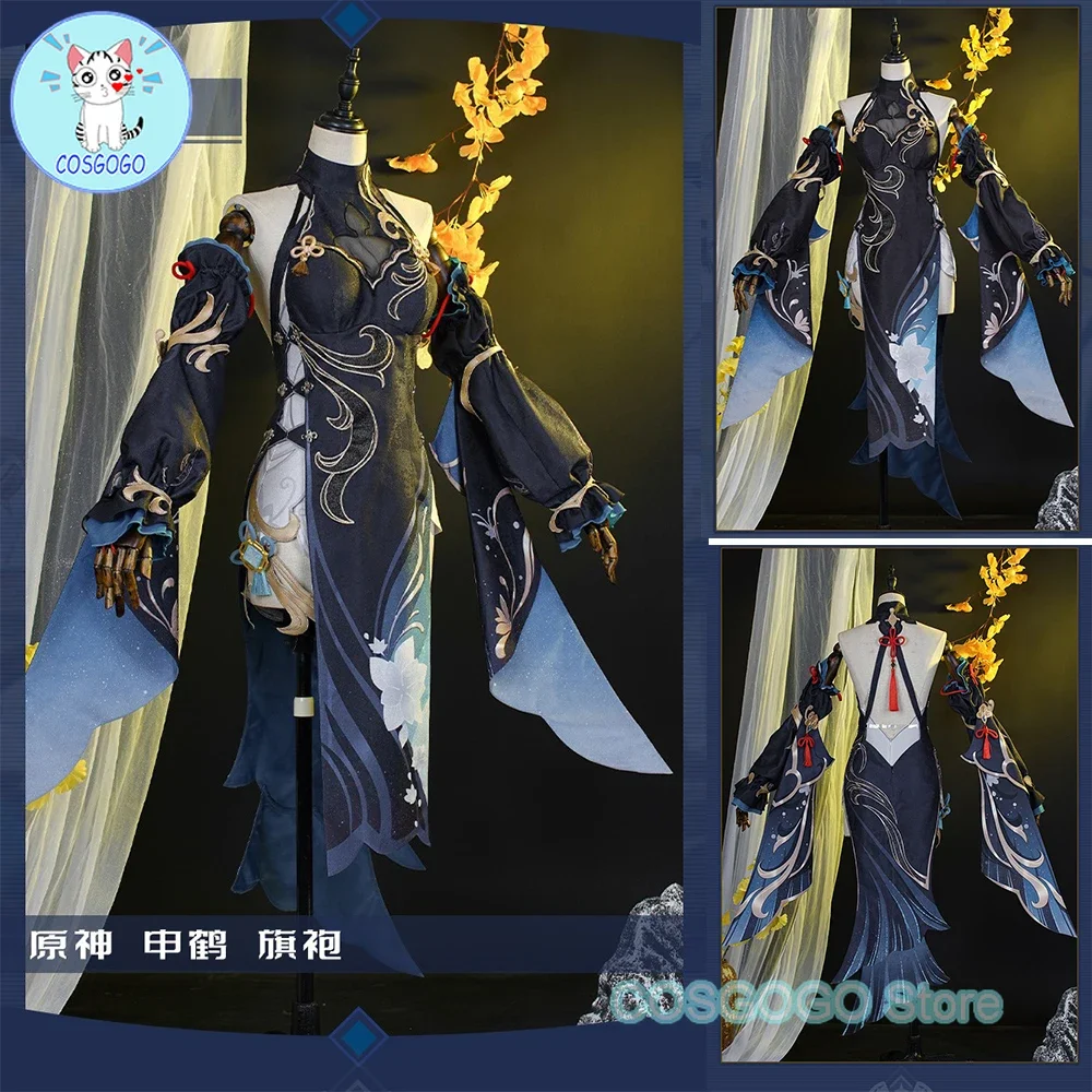 Costume de Cosplay Genshin Impact pour Femme, Shenhe Frostflower Dew, Robe Boucles d'Oreilles, Veyue Lantern Rite, Nouvelle Peau, ixd'Halloween