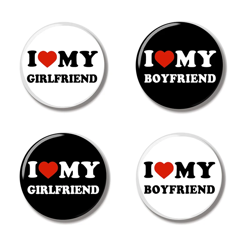 44MM I Love My Girlfriend Boyfriend Pin Soft Button Jewelry Creative Badge Cartoon Brooch Lapel Pin Bag Backpack Hat Decoration