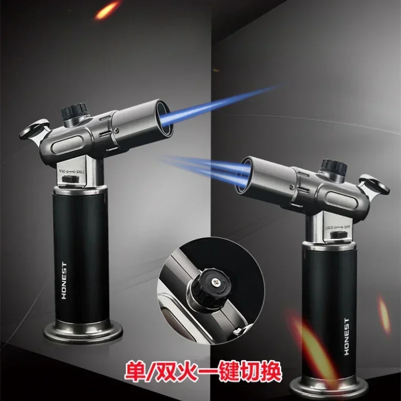 HONEST Metal Single and Double Fire Switching Inflatable Welding Gun Windproof Lighter Outdoor Camping Barbecue Jewelry Welding