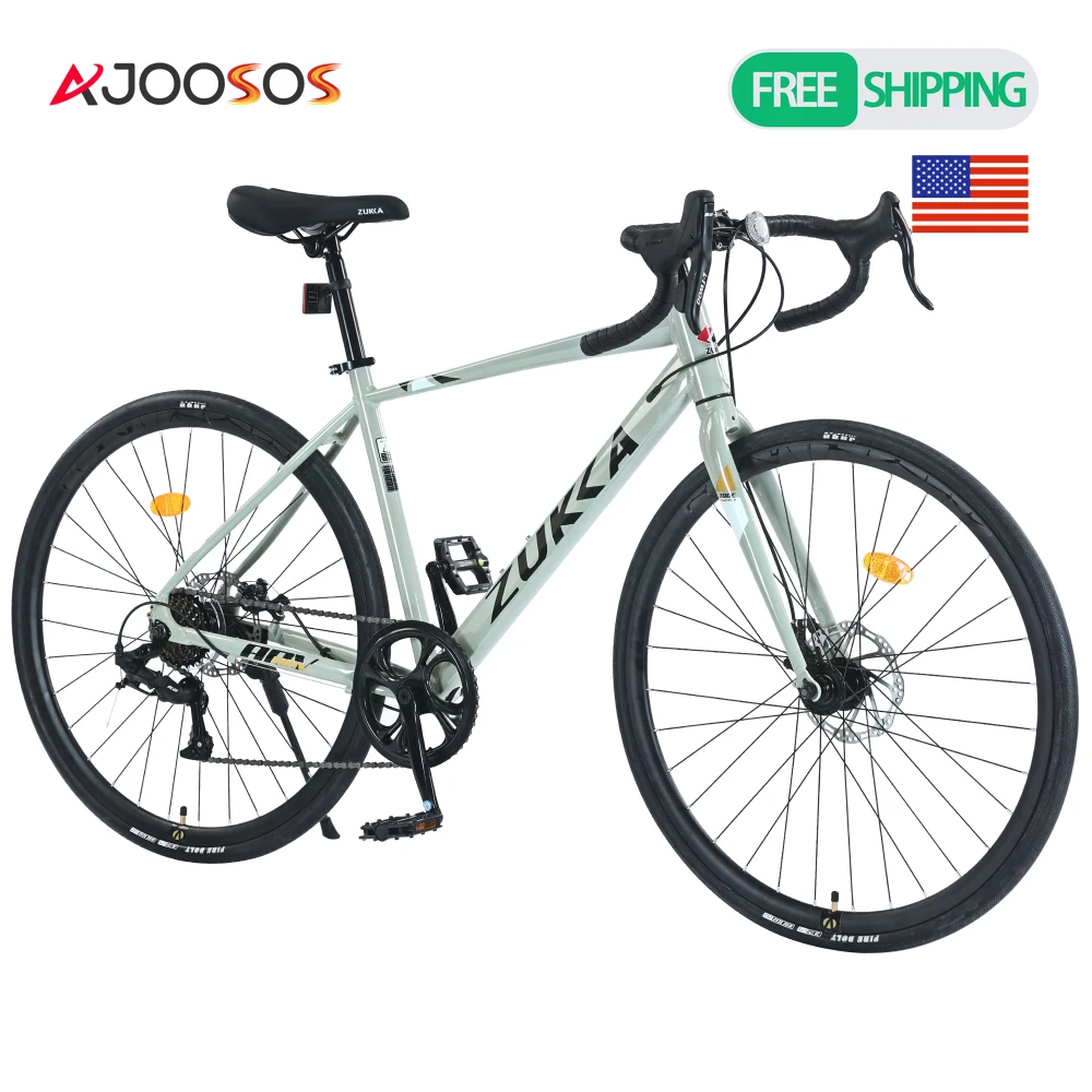 

Рама из алюминиевого сплава 700C для шоссейного велосипеда, 7-скоростные двойные дисковые тормоза, шины 700x28C для мужчин, женщин, взрослых, велоспорт, высота от 5 футов от 5 футов 7