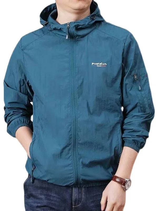 

Men's Summer Ultra-Thin Breathable Sun-Protective Jaet Casual Hooded Fiing Outerwear Lightweight Outdoor Windbreaker