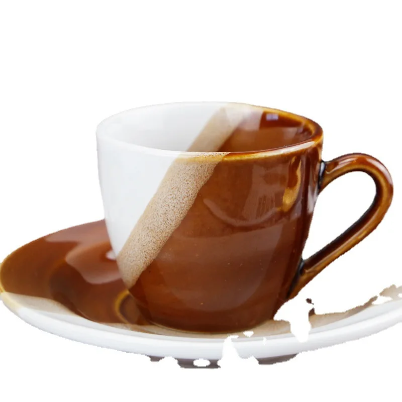 قهوة اسبريسو كوب حليب صغير أبيض كوب سيراميك كوب قهوة منزلي ومجموعة أطباق شاي بعد الظهر ديم سوم أطباق فاكهه فناجين قهوة