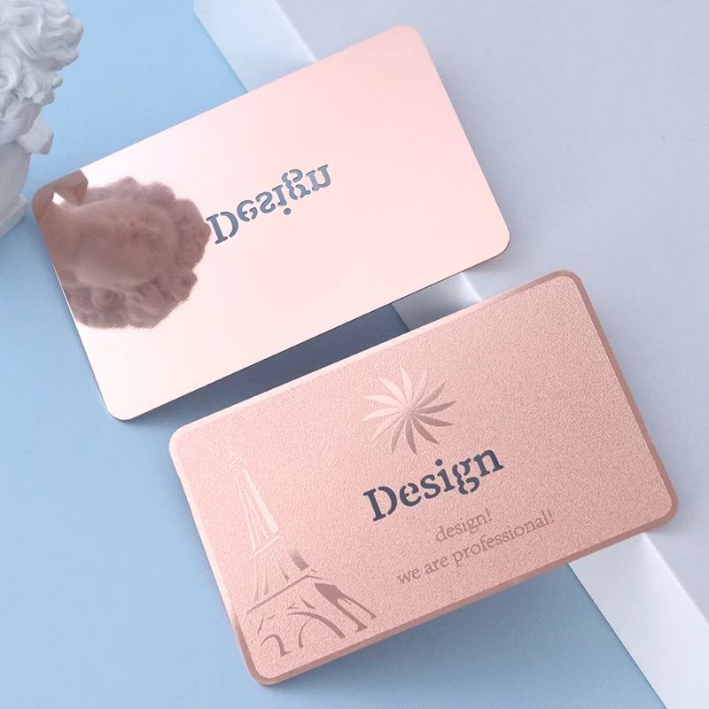 pieces-custom. metal mirror rose Golden RFID card 24k NFC business card chip NFC metal business cards luxury