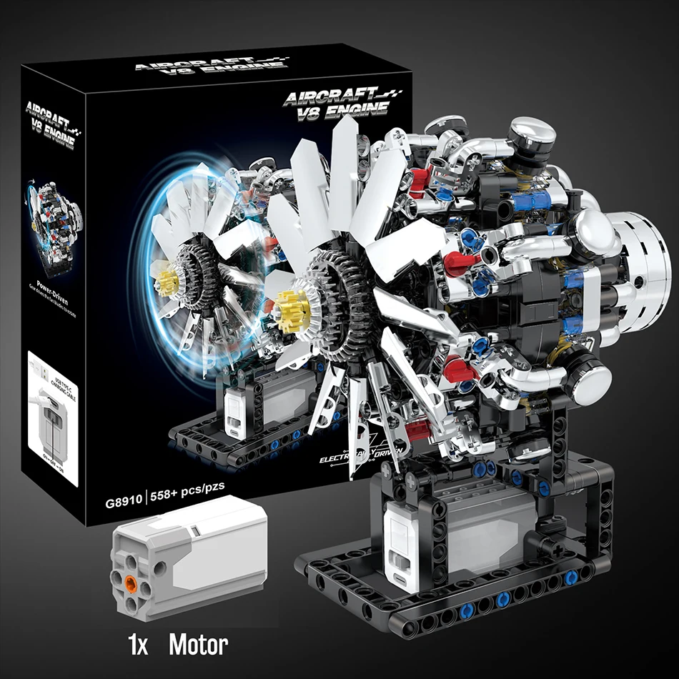 

MOC Motorized Aircraft Turbofan Engine Building Blocks Technical Electrically Driven Aviation Jet Engine Bricks Toys Kids Gifts