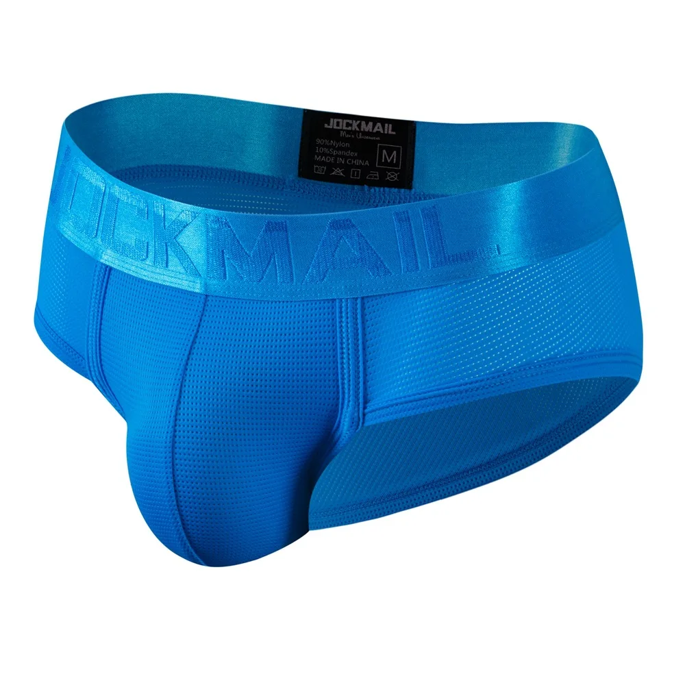Jockmail Mens Underwear Briefs Mesh Breathable Sports Fitness Shorts Solid Color Sexy Low-rise Lingeries for Extreme Panties