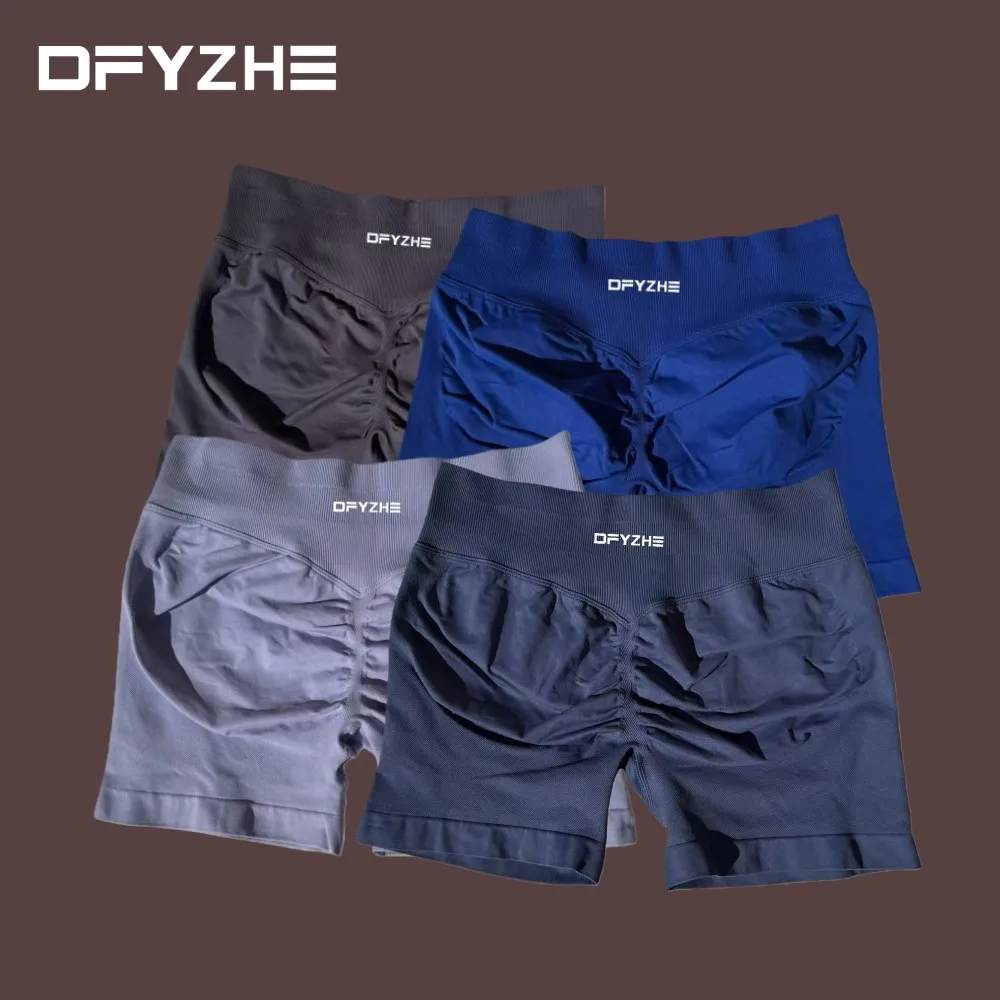 

Спортивные шорты DFYZHE 4,5 дюйма с низкой эластичностью на талии, для велоспорта, йоги и тренировок, бесшовные, облегающие, с эффектом корсета.