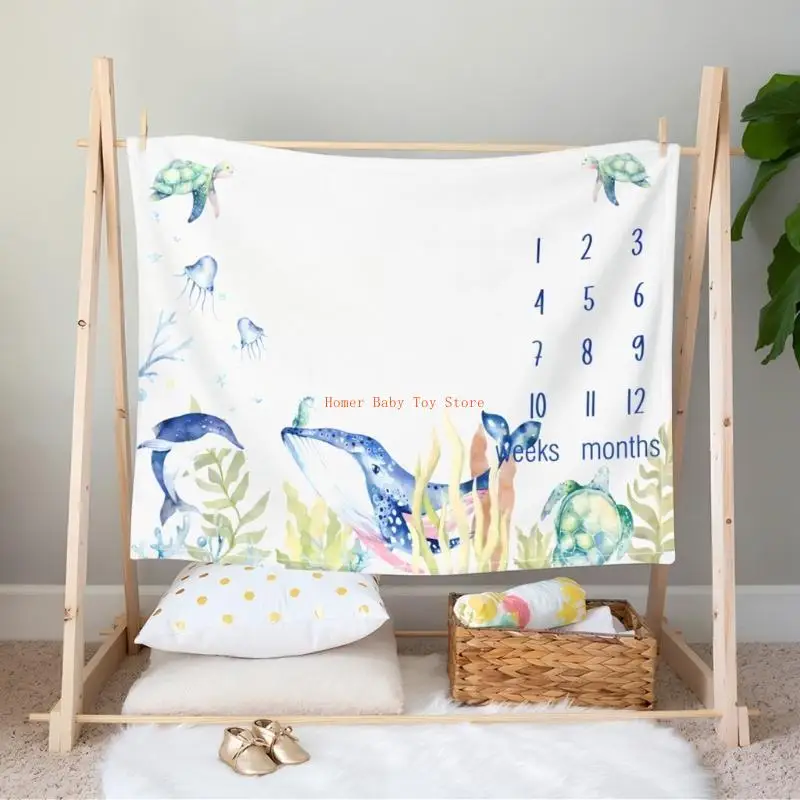J0PF Infants Baby Milestones Blanket Photography Props Photoshoots Backdrops Cloth for Boy Girls Growth Commemorative Cloth