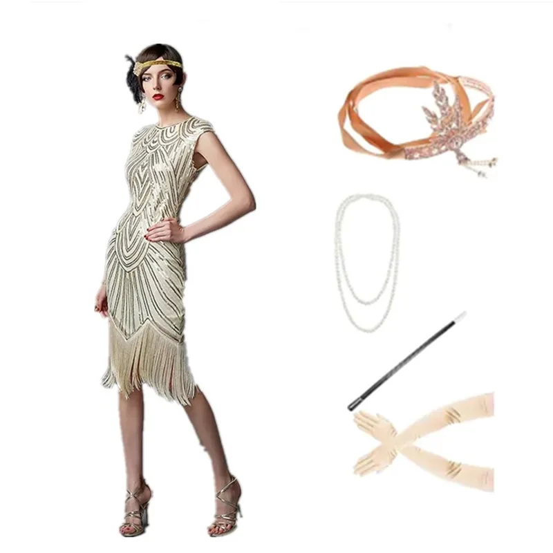 فستان Loween Retro Sequin Dr للسيدات Faion 920S فستان Par Ensemble ort تنورة واسعة Sle No Sve تصميم متوسط الخصر