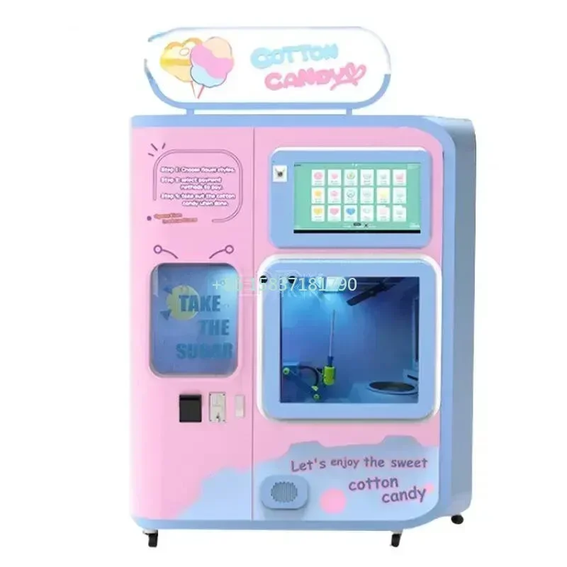 Cotton Candy Vending Machine Small Business Support Multi-Language Commercial Marshmallow Cotton Candy Making Machine for France