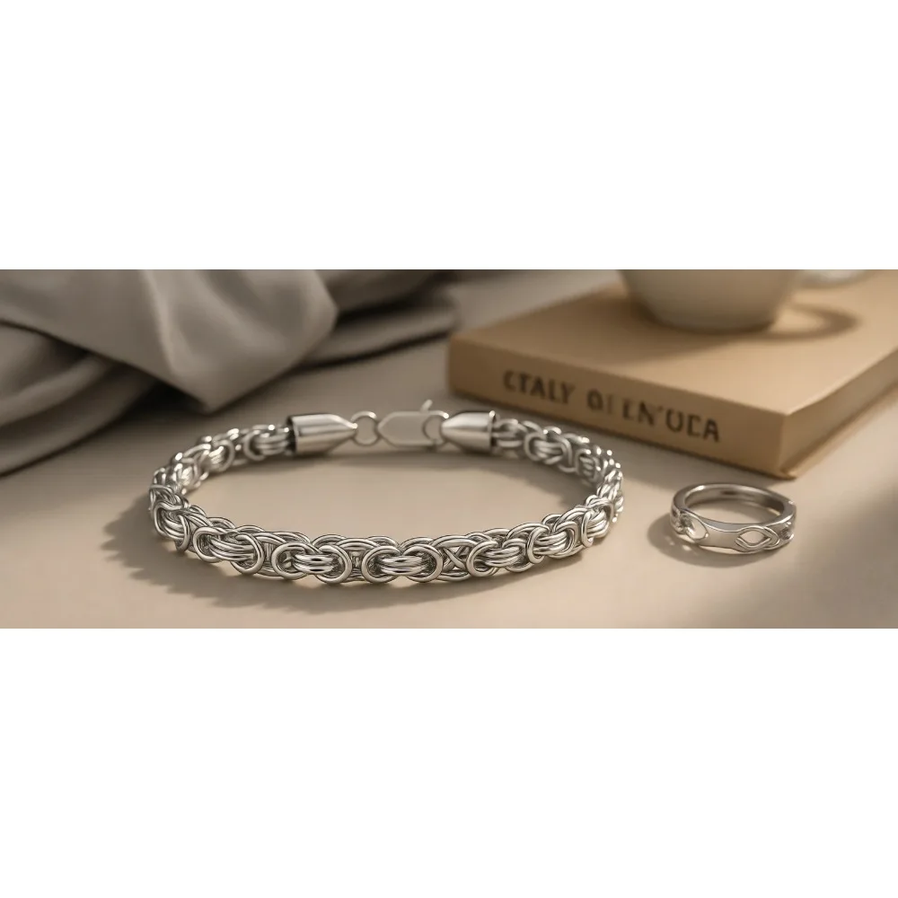 

Браслет византийского плетения 6 мм для женщин, с покрытием из стерлингового серебра, с застежкой-карабином, итальянского производства, регулируемый, от 6,5 до 9 дюймов, подарочное украшение