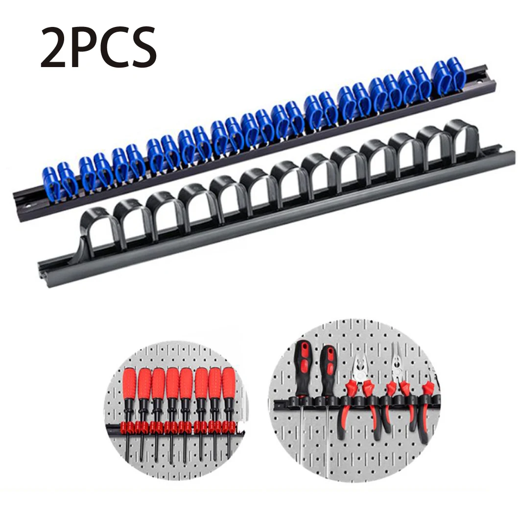 2PCS ไขควง Organizer ประแจเครื่องมือผู้ถือแร็คสําหรับ Workshop Vice ประแจเก็บพลาสติก Rail ประแจแขวน