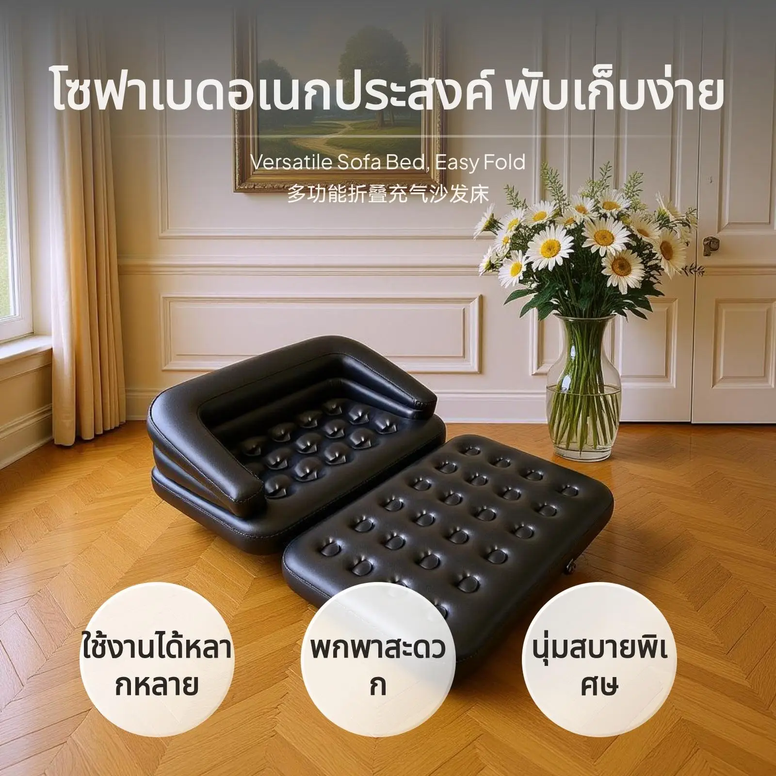 أريكة سرير قابلة للنفخ من جيلونج، أريكة هوائية قابلة للطي متعددة الوظائف، مزدوج للاستخدام الخارجي والداخلي، تصميم 5 في 1