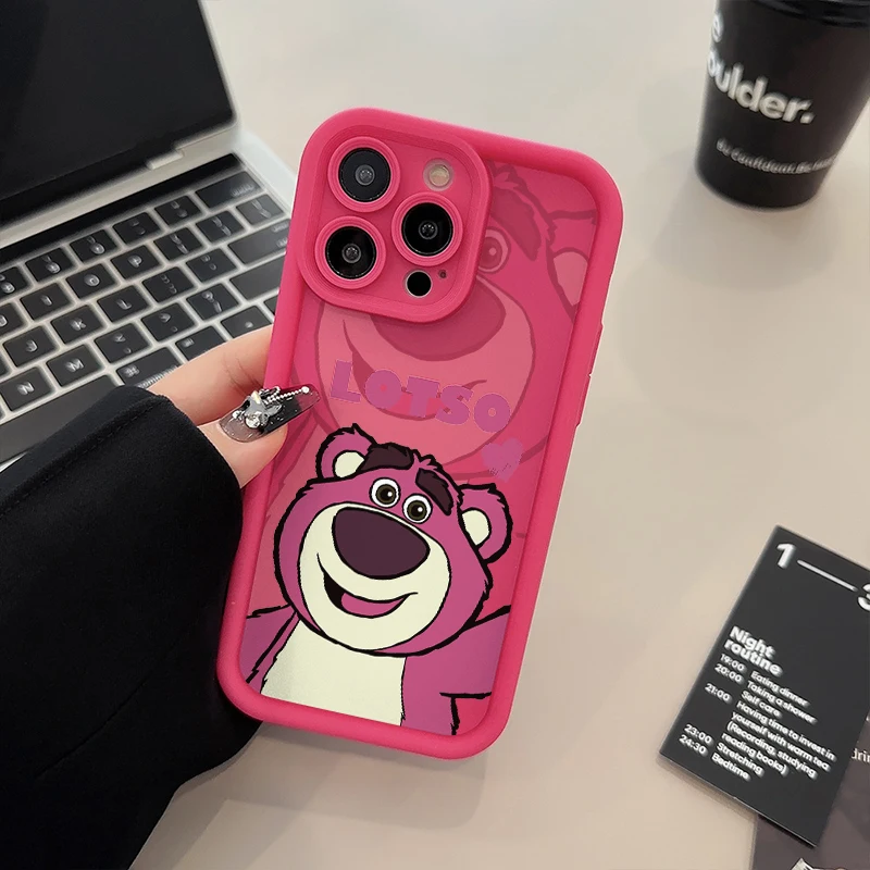 Disney Lotso Cute Cartoon Logo Shockproof Case For iPhone 15 14 13 12 11 Pro X Xs Max SE 2020 7 8 Plus Soft TPU Cover WK199