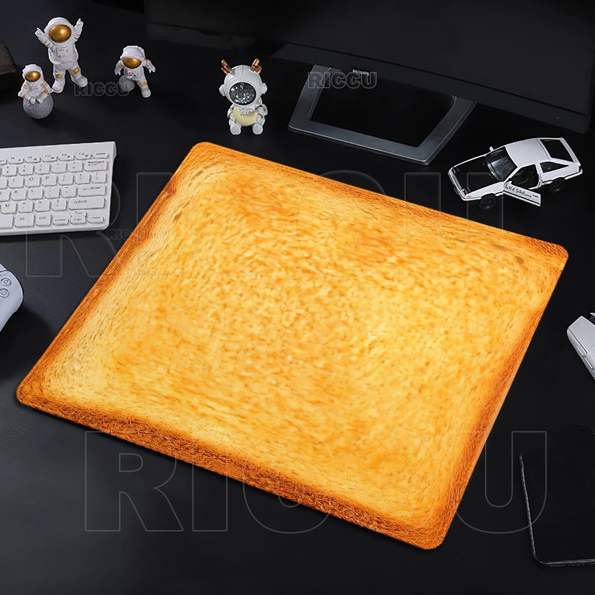 XS Kawaii Small Cute Toast Bread Funny Mouse Pad Anti-Slip Rubber Base Stitched Edge Desk Mat PC Laptop Accessories Table Carpet