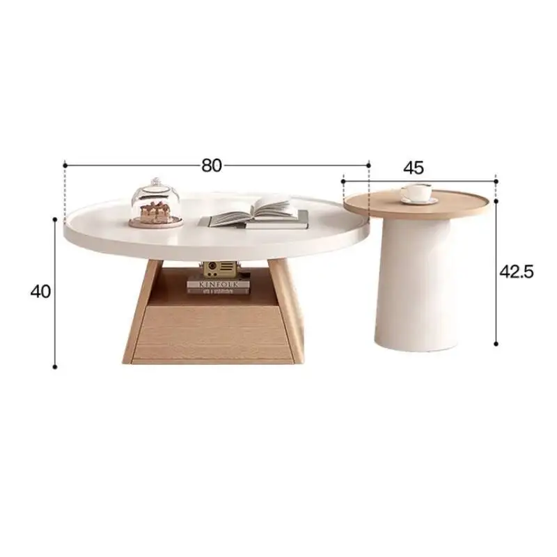 طاولات القهوة ذات التصميم الحديث، طاولة القهوة الفاخرة الخفيفة ذات الطراز البسيط، تخزين أنيق، أثاث غرفة المعيشة #2