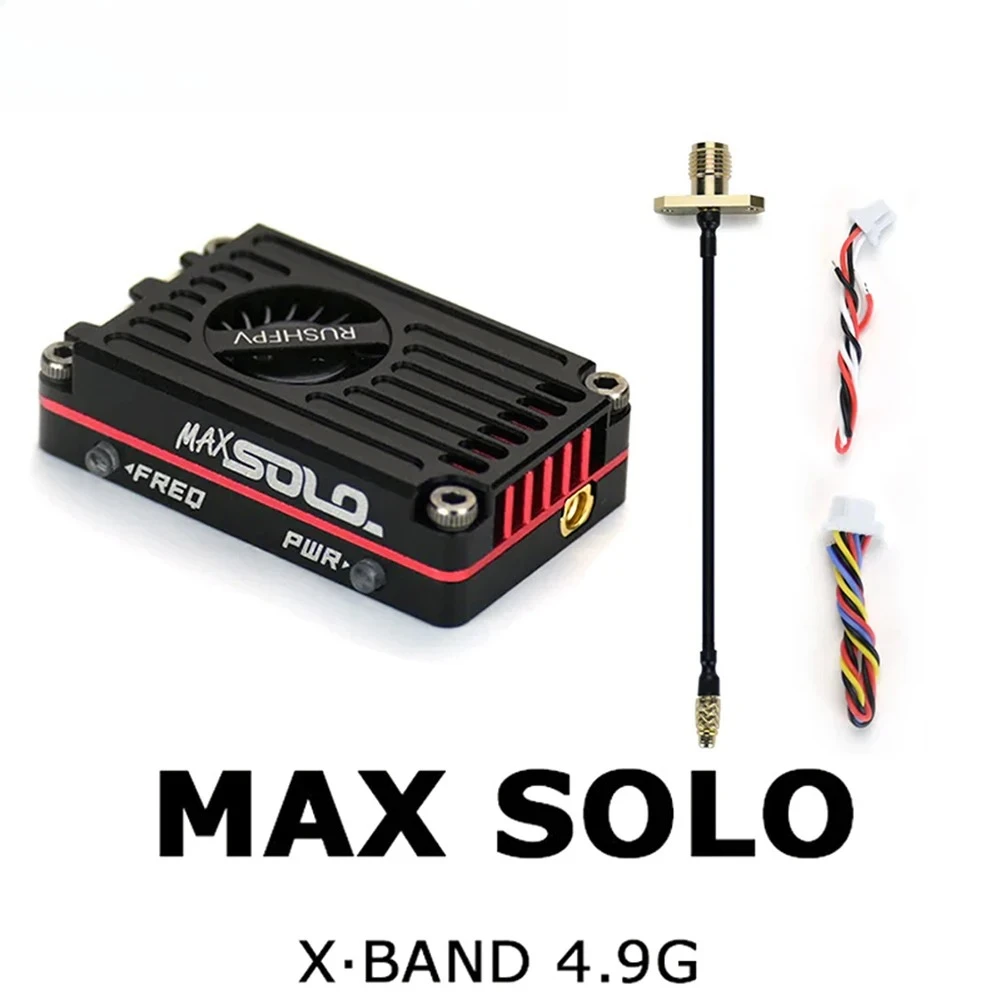 

RUSHFPV MAX SOLO XBAND 4.9G 2.5W Transmitter VTX CNC Shell Built-In Cooling Fan For RC FPV Racing Drone