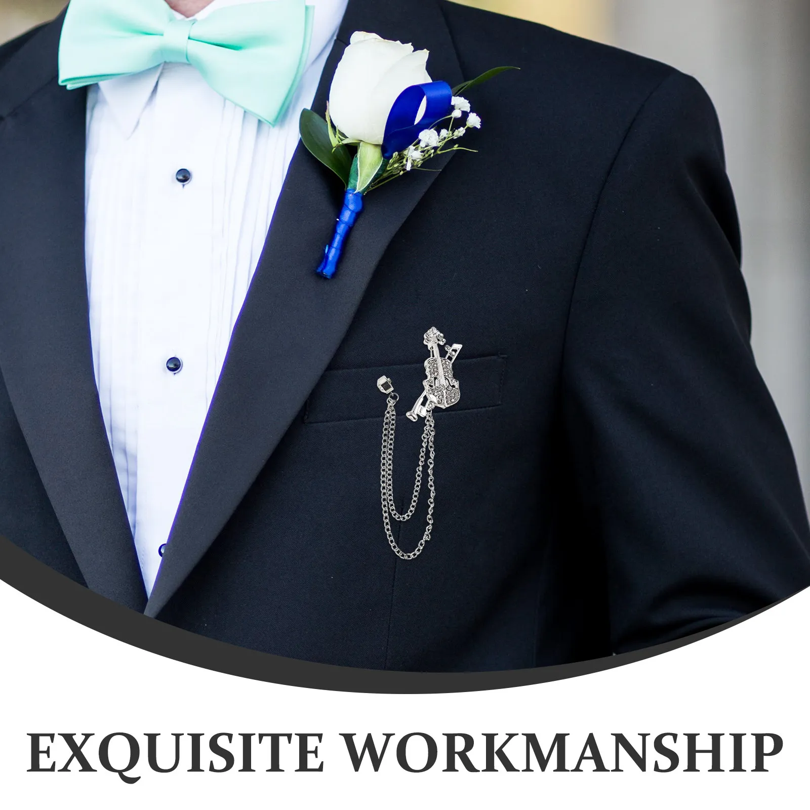 Violin Brooch Pin Rhinestone Bling Musical Instrument Badge Lapel Pin for Clothes Scarf Hat Backpack Women Fashion Jewelry
