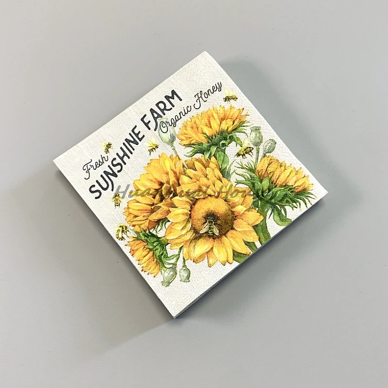 20Pcs/Bag Vintage Sunflower Bee Decoupage Paper Napkins Floral Paper Tissues for Party Tableware Wedding Xmas Supplies 25x25cm