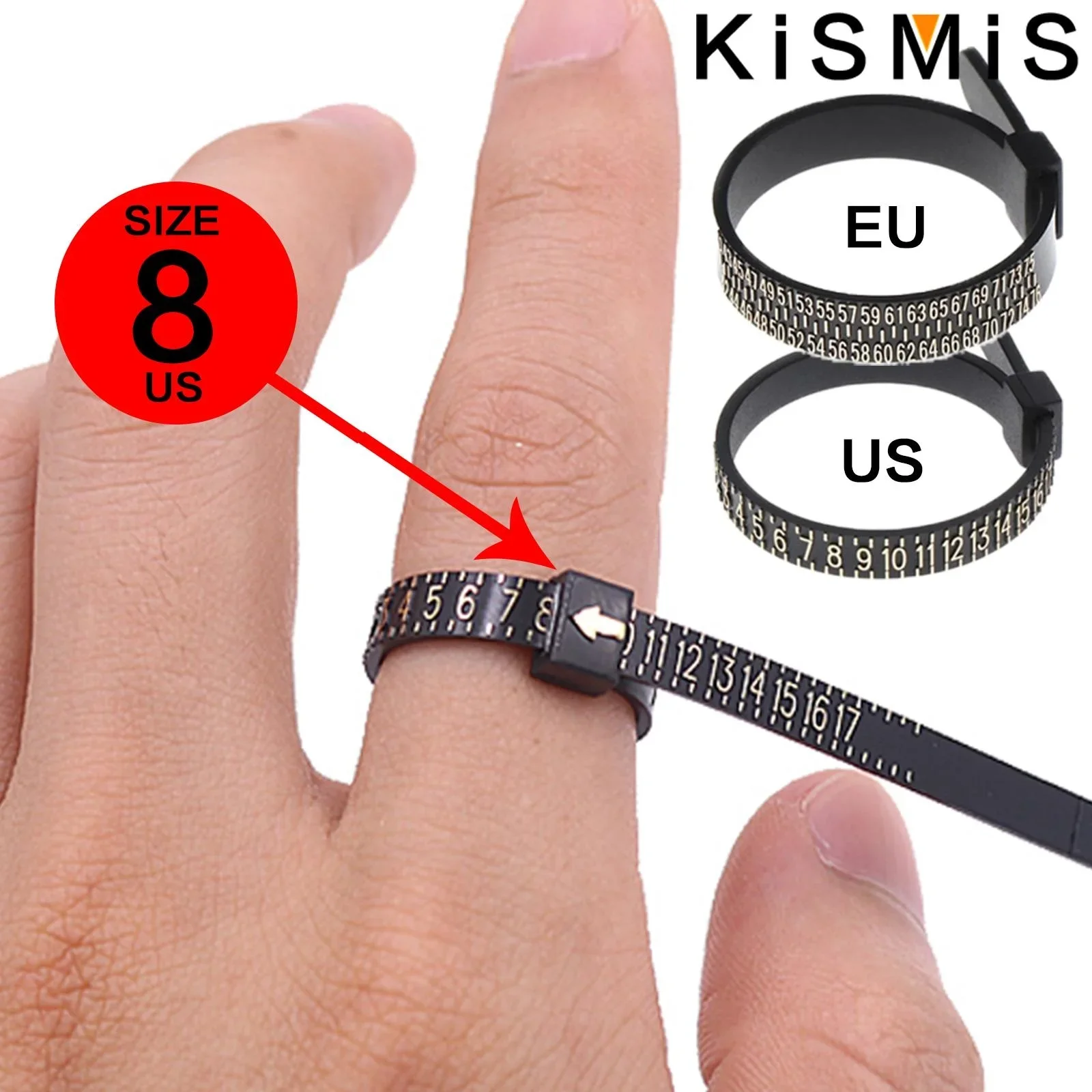 KISMIS 1PC White/Black US/EU Sizes Wedding Ring Band Ring Sizer Measure Genuine Tester Finger Gauge Jewelry Accessory Tools