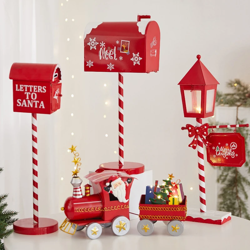 

Christmas Decor Floor Letterbox Postbox Home Outdoor Metal Christmas Party Decoration Handmade Iron Craft Mailbox Decor Gifts