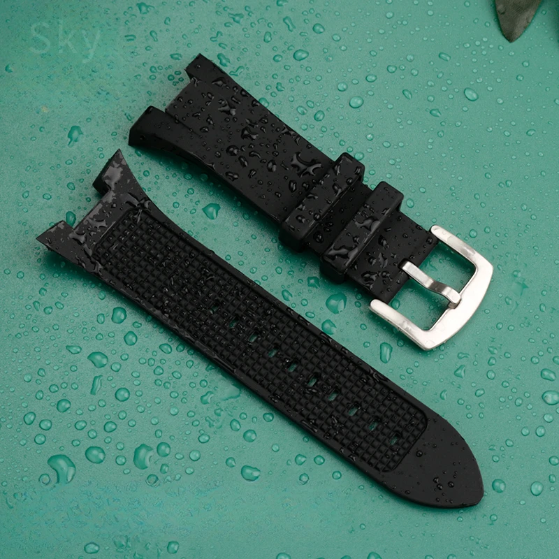 For Armani Sweat-Proof High Quality Silicone Watch Strap Ax1803/1802/1042/1050 Orange Yellow Concave Interface 31x14 Watchbands