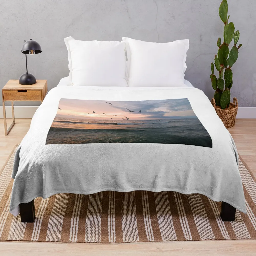 sea, summer, wave, birds Throw Blanket Beach Loose Stuffeds Blankets For Sofas Blankets