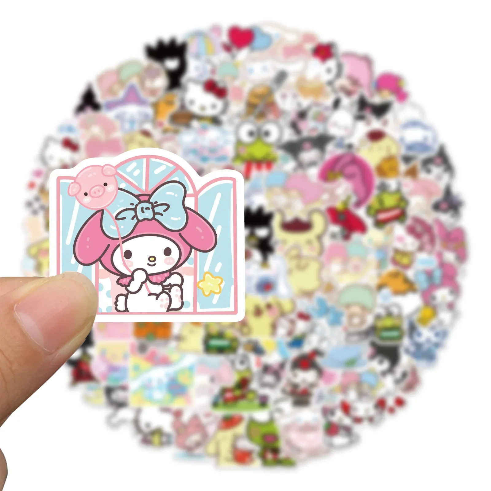 50/100pcs Kawaii My Melody Kuromi Hello Kitty Stickers for Kids Girls DIY Stationery Diary Cute Cartoon Sanrio Sticker Decals