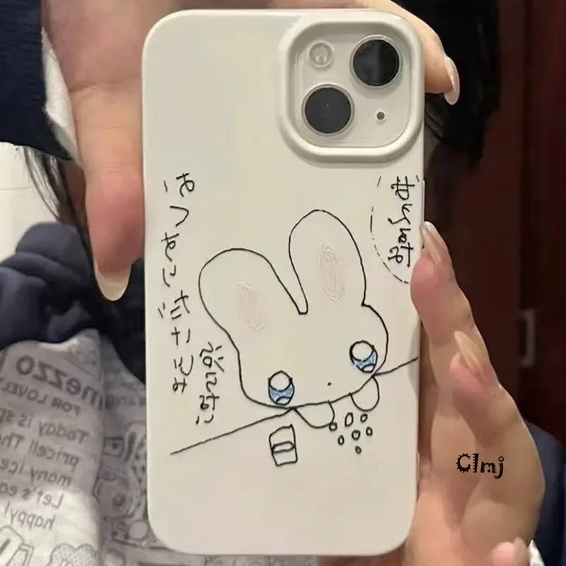 Clmj لطيف الكرتون الأرنب قضية الهاتف آيفون 16 15 14 13 12 11 برو ماكس XS XR XSMax 6 7 8 زائد لامعة HD غطاء الكمبيوتر الصلب #4