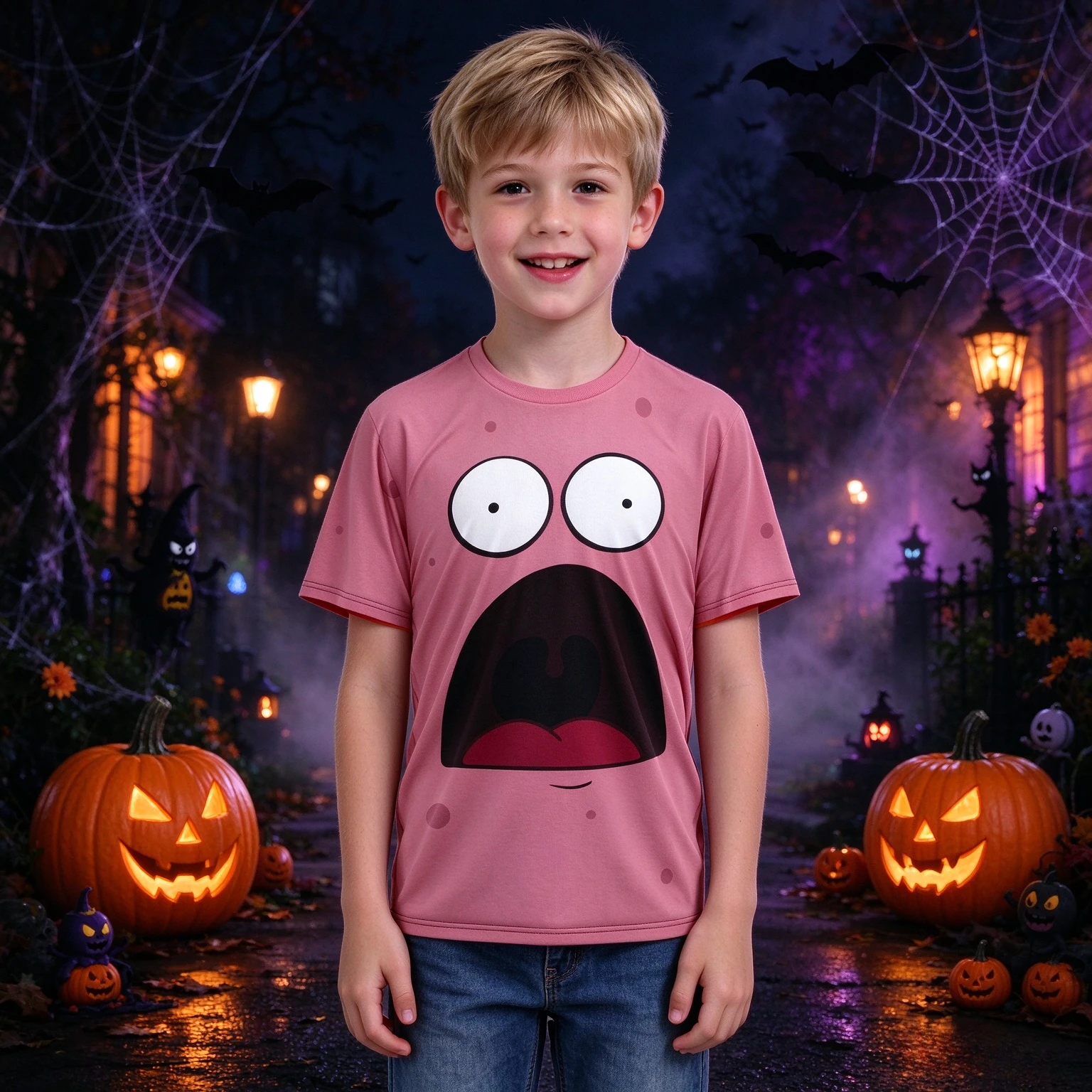 Animated Starfish Big Head Face 3D Printed T-shirt Halloween Children's Role Playing T-shirt Men Women Daily Casual Tops Shirts
